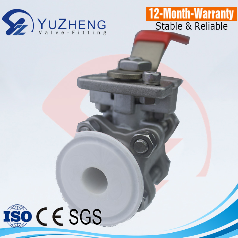 SS 3 PC Clamp Ball Valve with Mounting Pad (New Type)