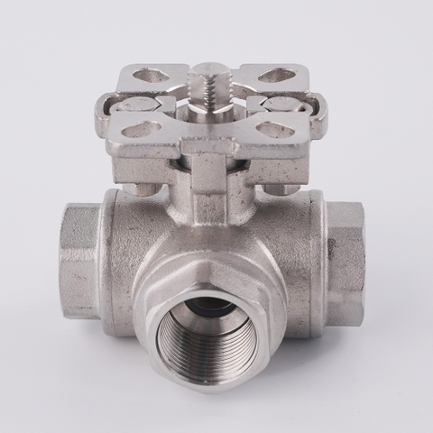 SS304 High Platform 4-Way Threaded Ball Valve