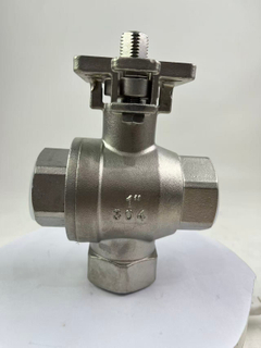 Stainless Steel Threaded Tee Vertical L-type Ball Valve with Mounting Pad
