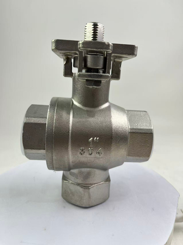 Stainless Steel Threaded Tee Vertical L-type Ball Valve with Mounting Pad