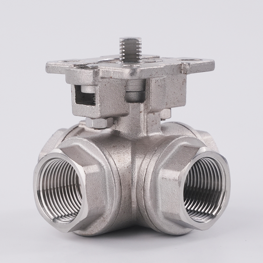SS304 High Platform 4-Way Threaded Ball Valve