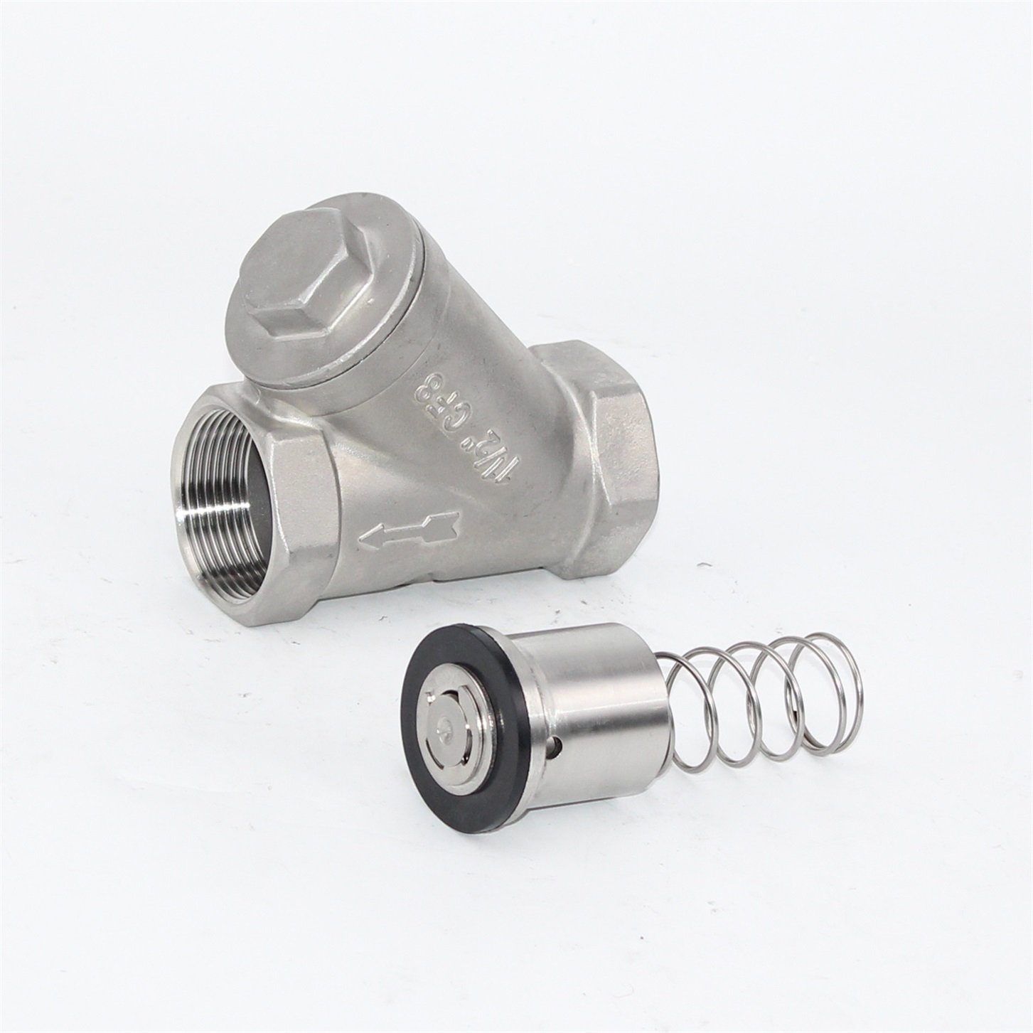 DINGGUANGHE Stainless Steel Wire Mouth Horizontal Non-Return Valve 304 Stainless Steel Female Thread Swing Check Valve 1/2 3/4 1 1-1/4 Inch Specification : DN15 