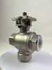 Stainless Steel Threaded Tee Vertical L-type Ball Valve with Mounting Pad