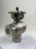 Stainless Steel Threaded Tee Vertical L-type Ball Valve with Mounting Pad