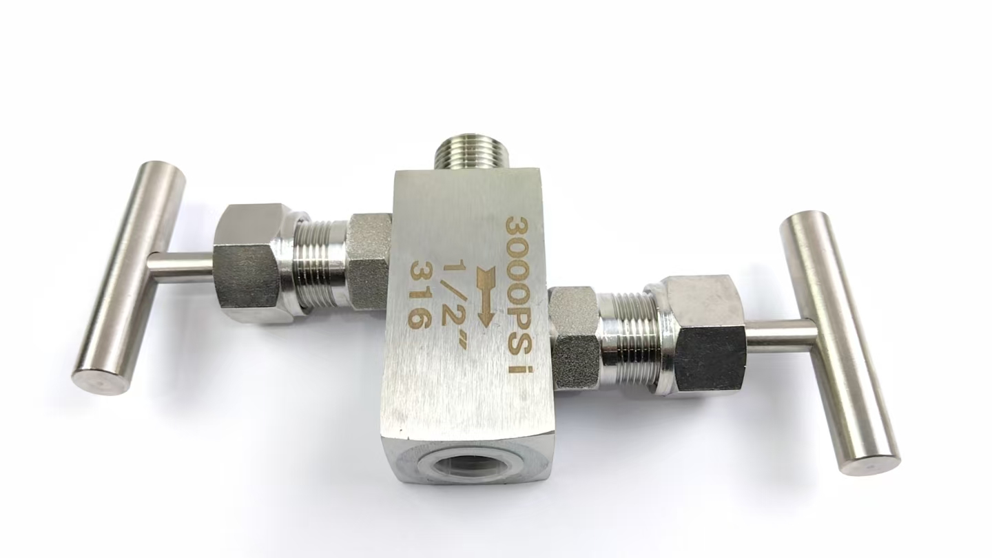 Stainless Steel Two-Valve Manifold with Needle Valve