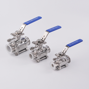 Three Piece Tri-clamp Ball Valve with High Pad