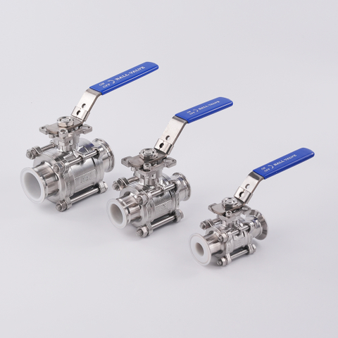 Three Piece Tri-clamp Ball Valve with High Pad